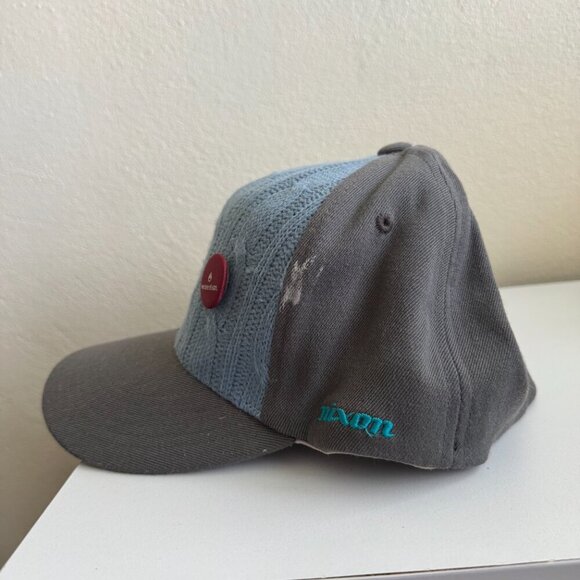 Nixon Knit Cable Panel Flexfit Hat S/M Gray Blue Wool Acrylic - Picture 5 of 8